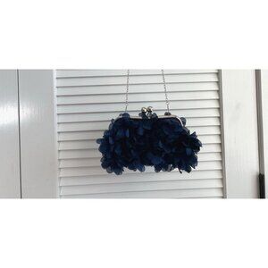 Jambahala Purse Evening Small Floral Clutch Bag With Detachable Chain Blue